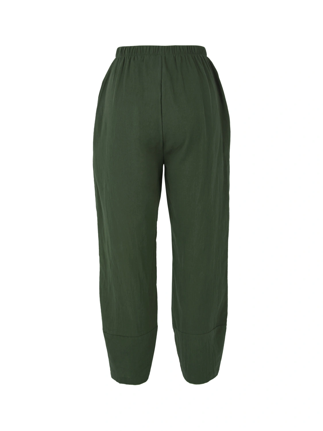 Women Ninth Pants, Solid Color Middle Waist Loose Casual Trousers