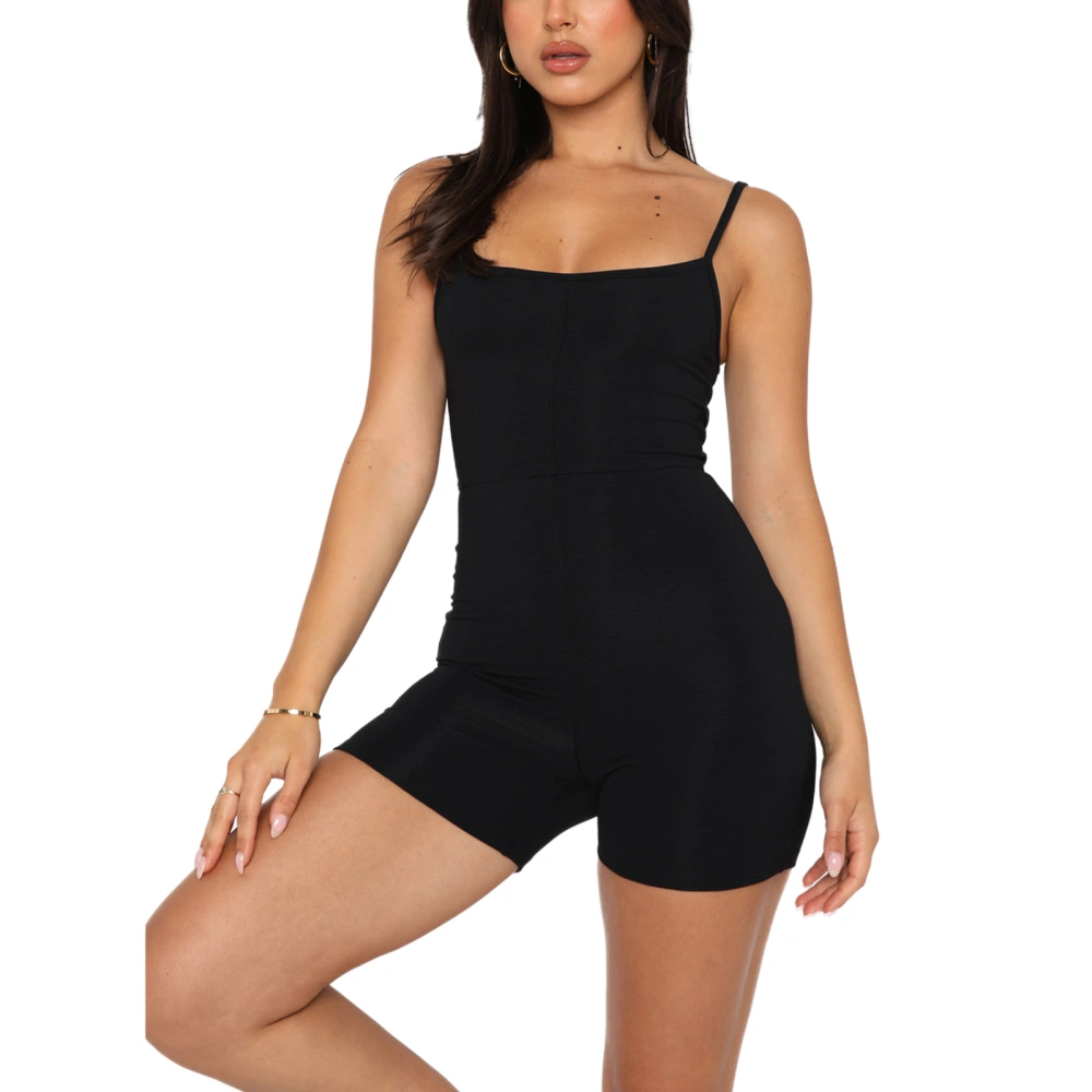 Women Romper Sleeveless U Neck Tops Solid Color Vest Bodysuit  