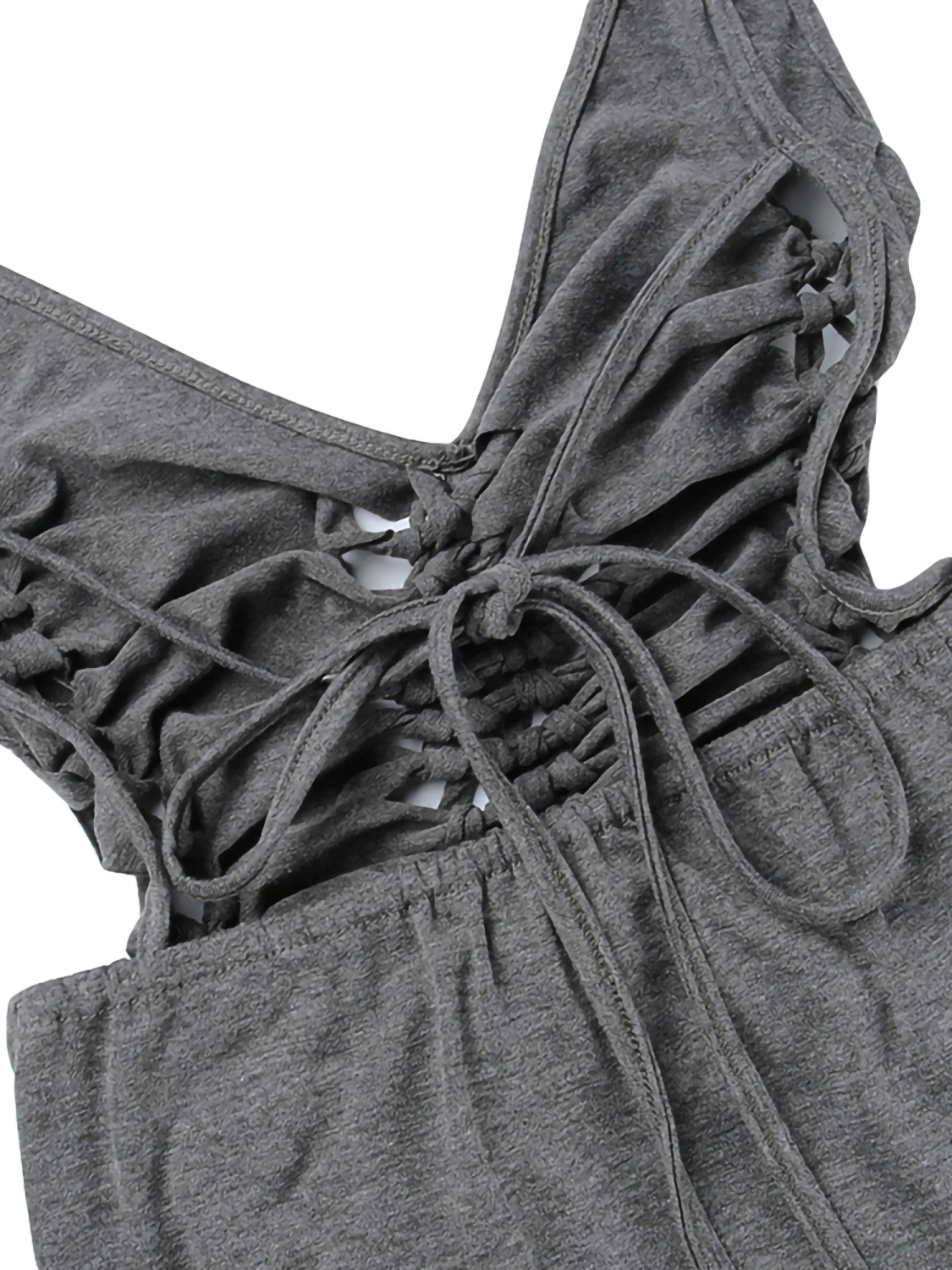 Ladies Dress V-Neck Ruched Drawstring Open Back Cutout Slim Dress