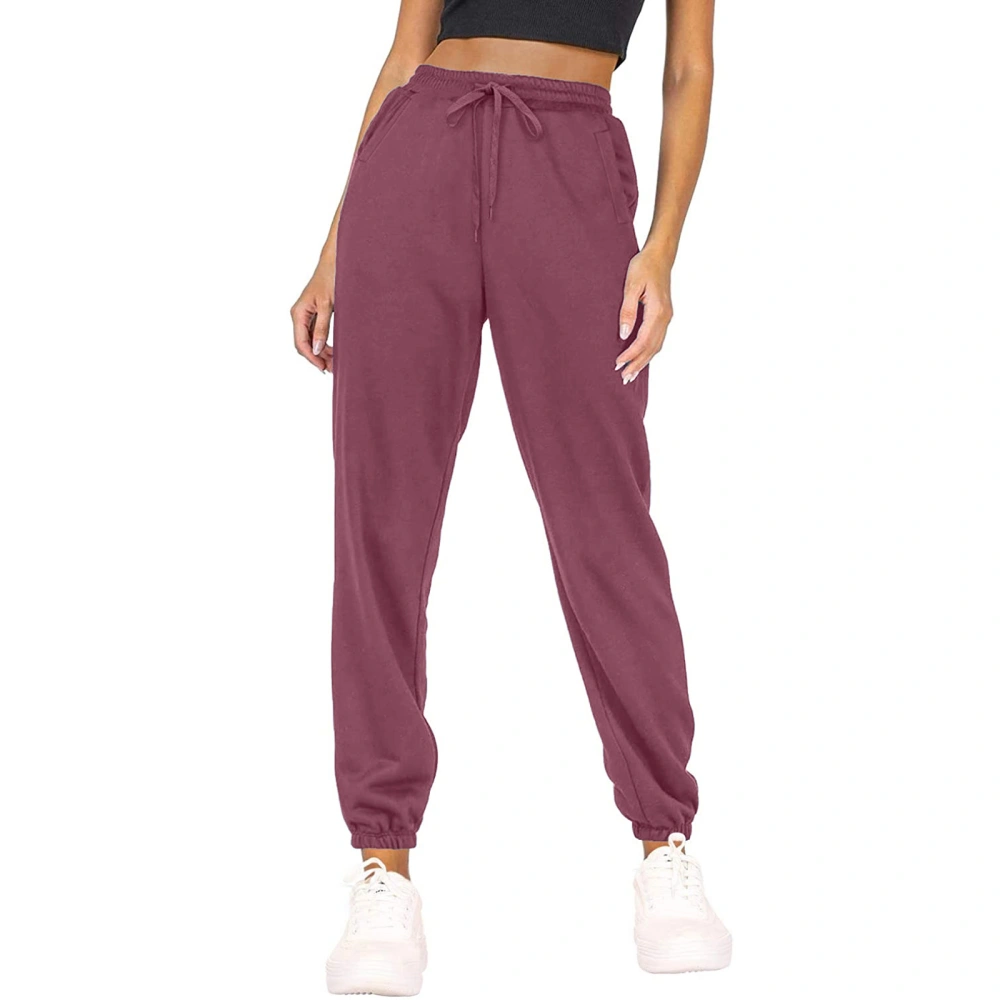 Women’s Fashion Solid Color High Waist Beam Feet Long Sweatpants