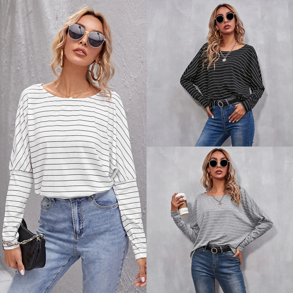 Women Jumper Shirt, Stripe Round-Neck Long Sleeves Pullover Tops