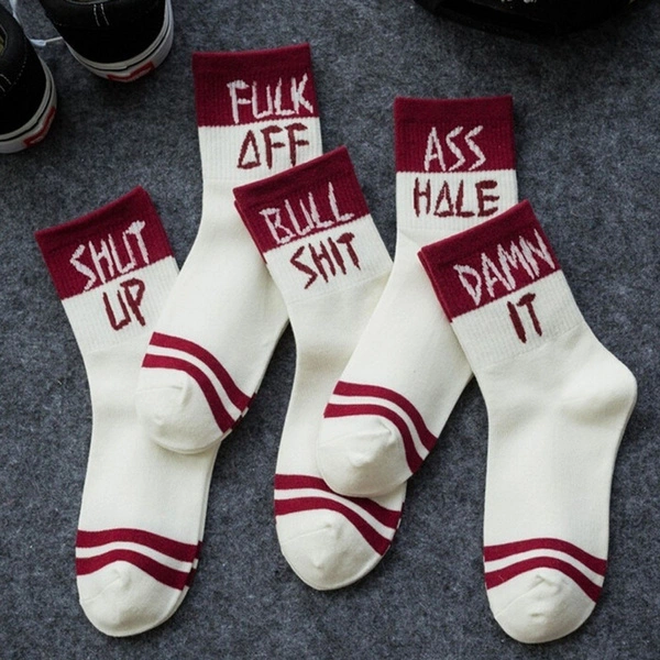 Funny Cool Letter Print Socks Cotton Socks