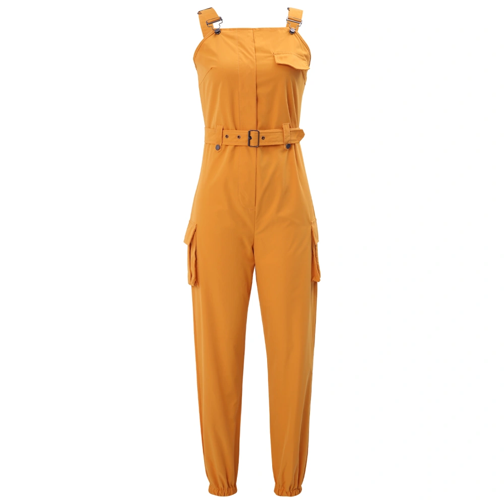 Women Solid Color Jumpsuit, Square Collar Sleeveless Overalls