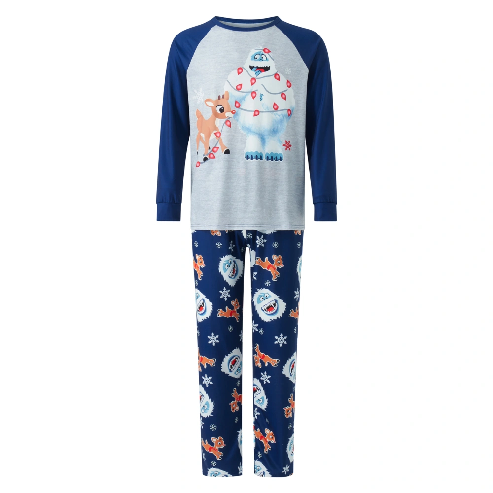 Christmas Family Matching Pajamas Elk Snowman Print Tops and Pants