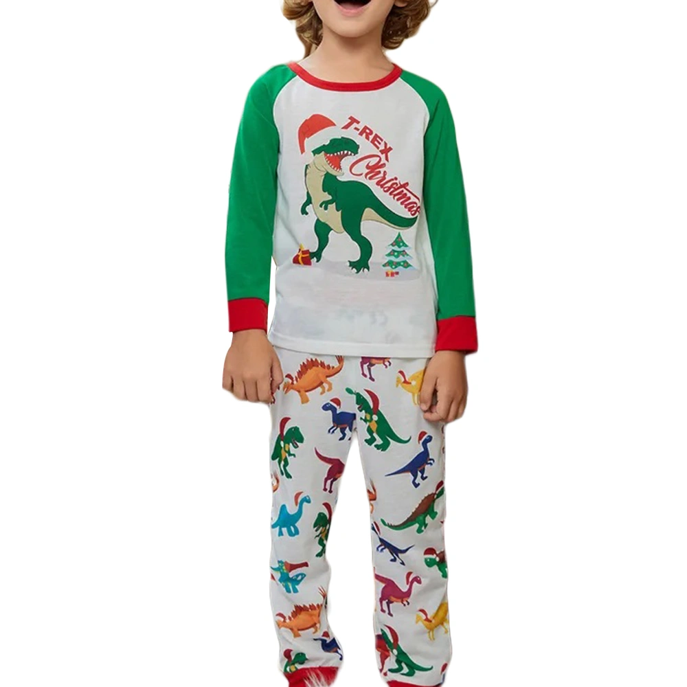 Family Christmas Nightwear, Dinosaur O-Neck Tops + Trousers, Jumpsuit