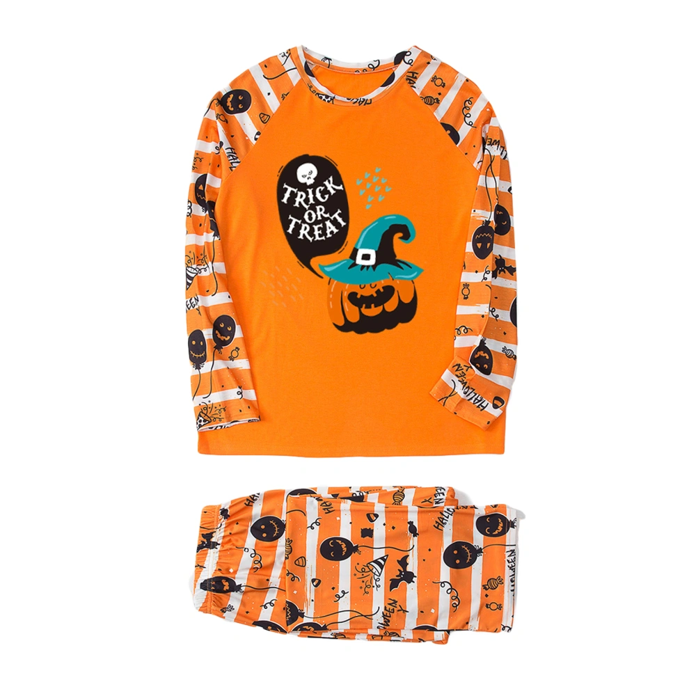 Halloween Printed Family Pajamas Set, O-neck Pullover+Long Pants