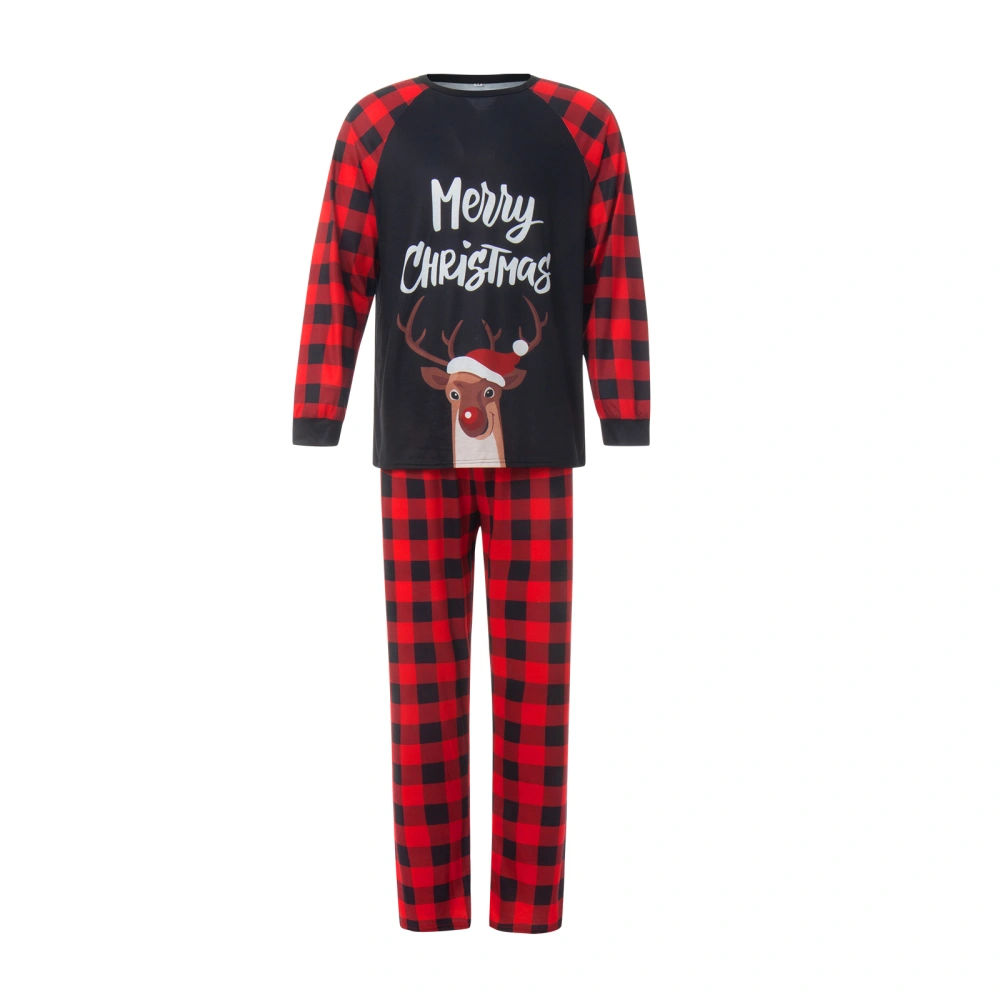 Christmas Family Pajamas Set, Letter Deer Print Tops+Trousers/Romper