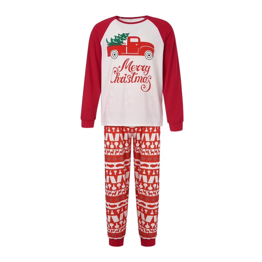 Christmas Family Matching Pajamas, Letters Tops with Splicing Pants