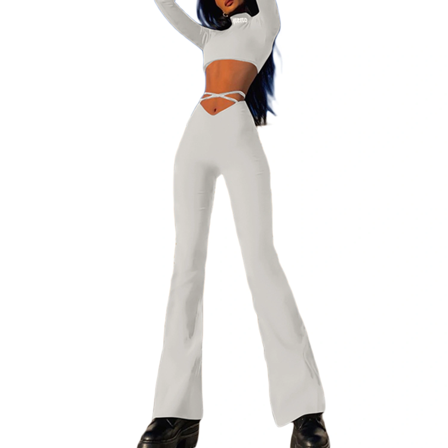 Female Trousers, Adults Solid Color High Waist Bell-Bottomed Pants