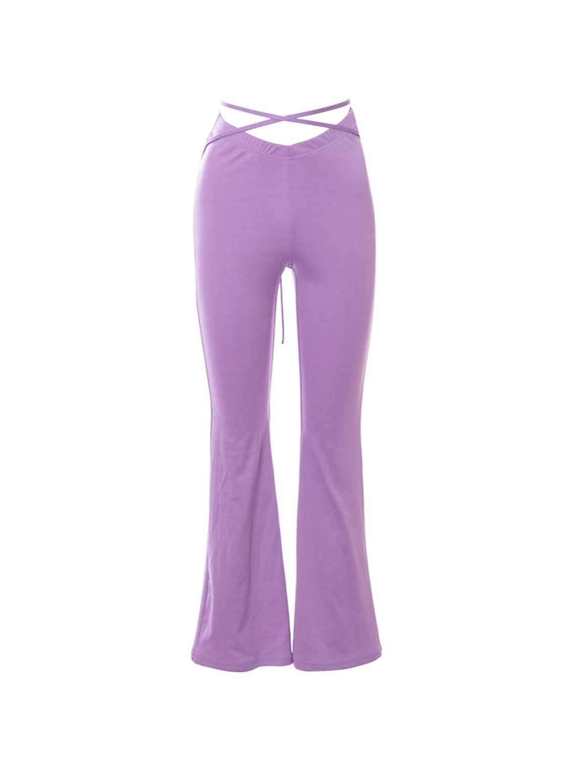 Female Trousers, Adults Solid Color High Waist Bell-Bottomed Pants