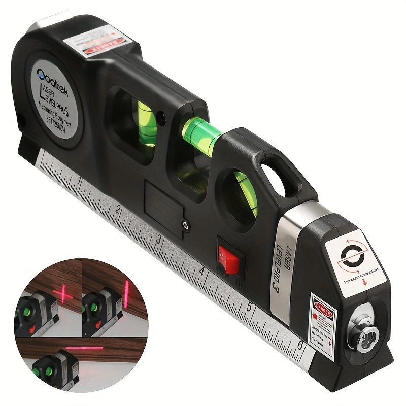 1pc Home Multi-function High Precise Laser Leveling Instrument With Steel Ruler Cross Straight Line Laser Level Aligner