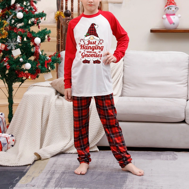 Family Matching Christmas Pajamas, Letter & Gnome Hat Print Sleepwear