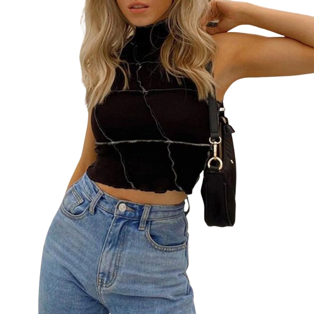 Women Sexy Camisole, Turtleneck Sleeveless Off-the-shoulder Tops