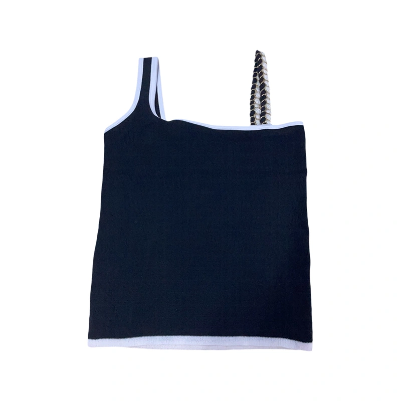 Women Camisole Irregular Braid Sling Contrast Color Edge Crop Vest