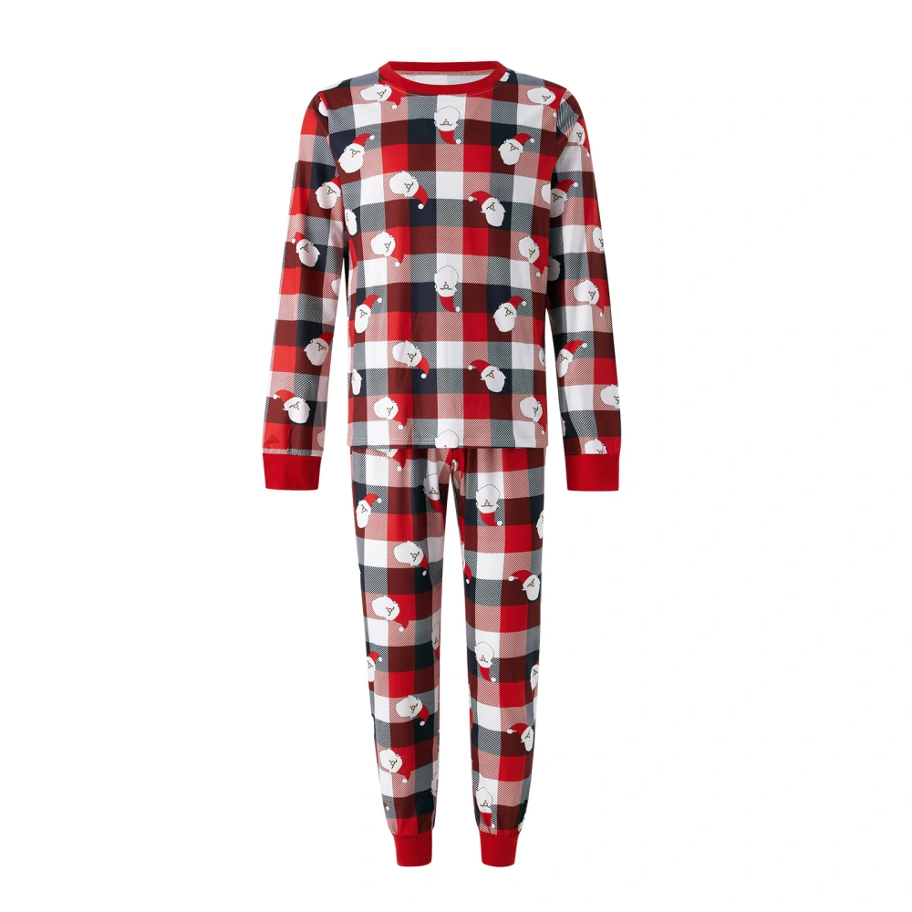 Parent-Child Sleepwear, Long Sleeve Plaid Tops+Long Pants/Romper