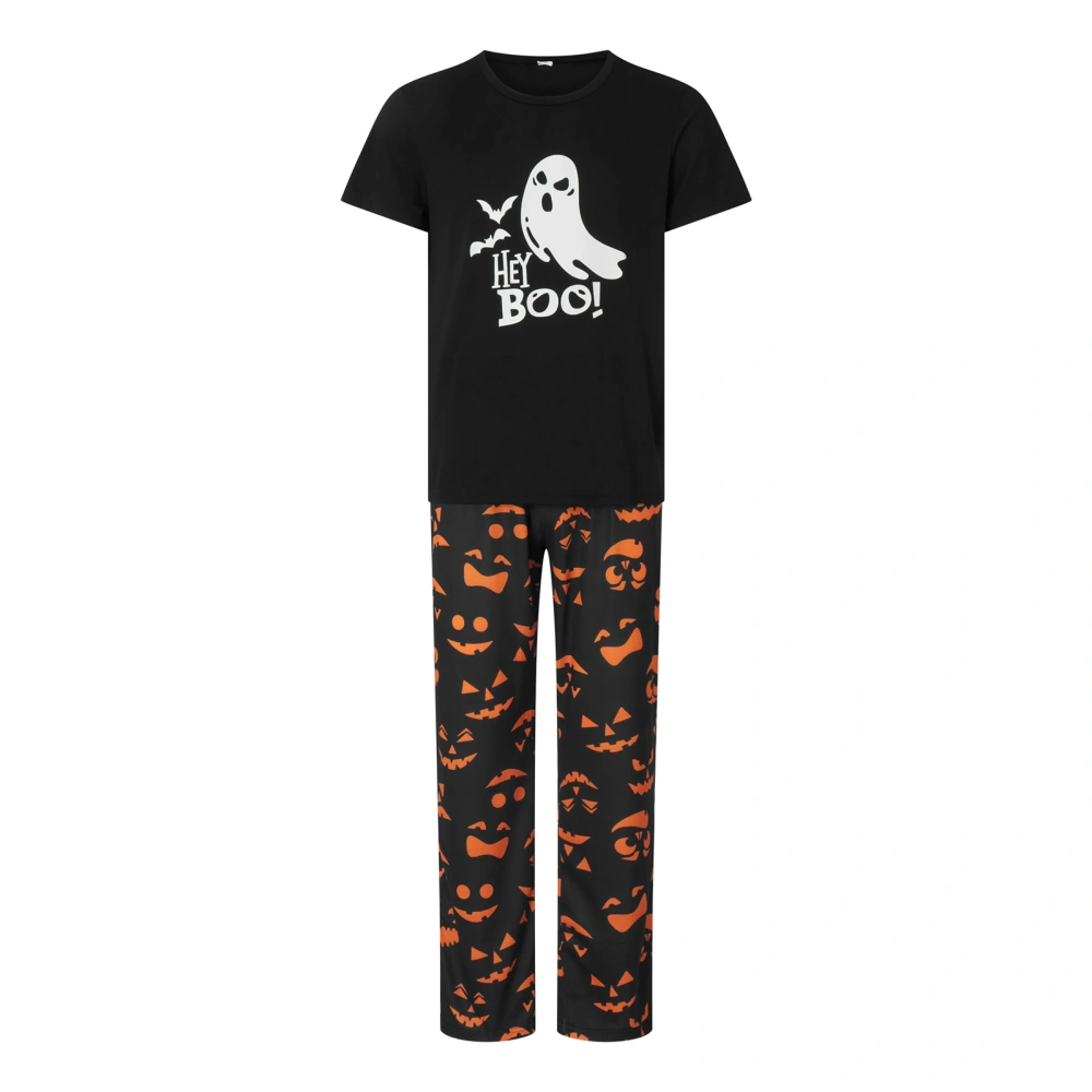 Halloween Pajamas Family Set, Ghost Print T-shirt with Grimace Pants