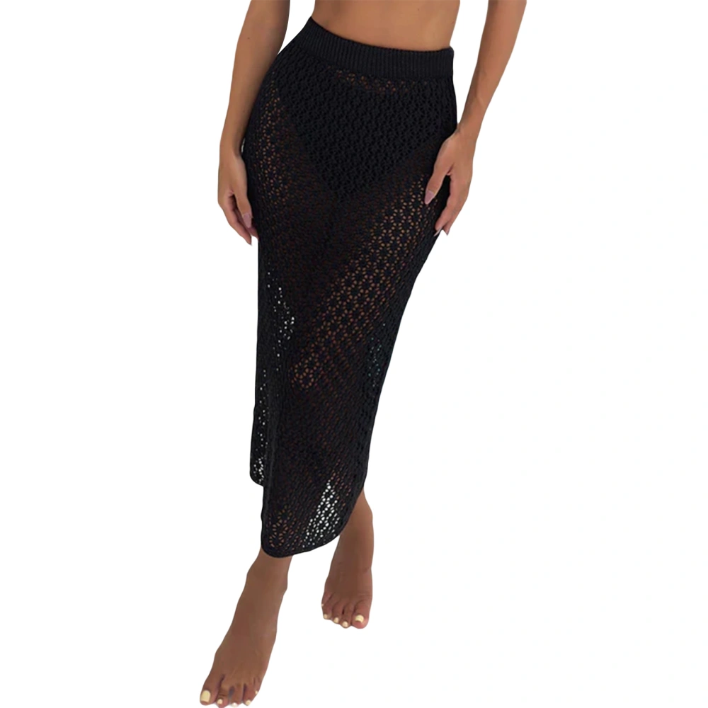 Women Crochet Cover Up Skirts, High Waist Hollow Out Beach Long Skirts