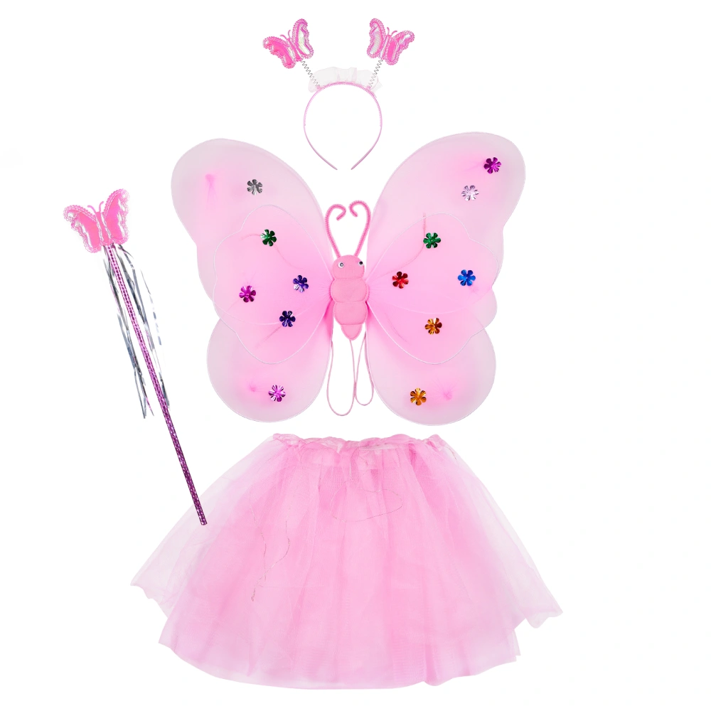 Girls Fairy Costume Set Butterfly Wing Skirt and Headband Fairy Wand