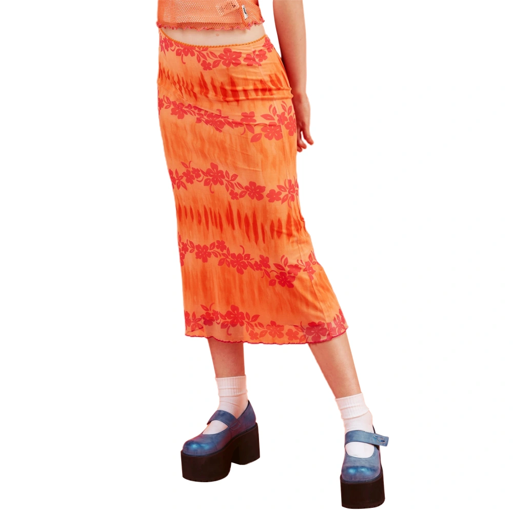 Women Skirt with Bohemian Floral Print Bright Colors Clothing