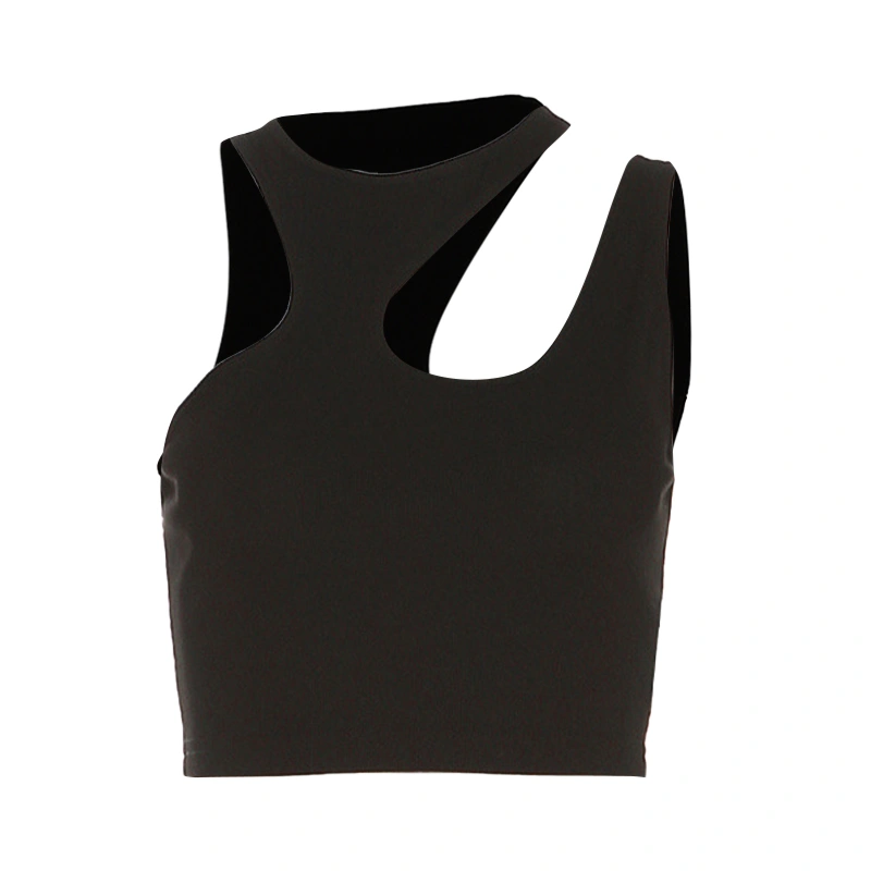 Women Crop Tank Tops Summer Asymmetrical Cutout Sleeveless Tops Vest 