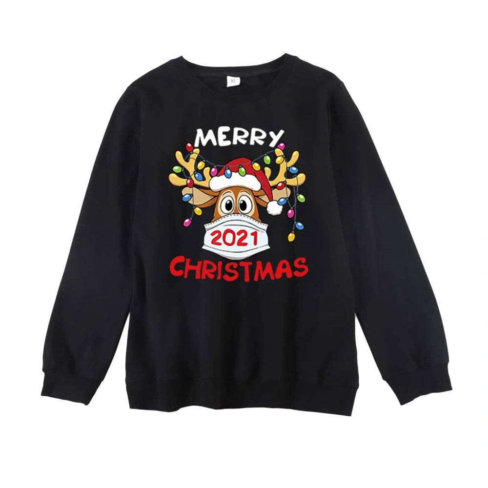 Christmas Parent-child Pullover, Deer & Letter Print Sweatshirt