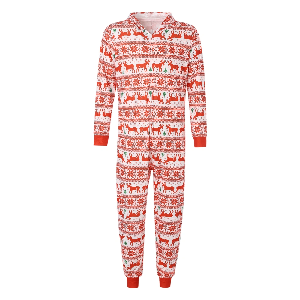 Matching Family Christmas Pajamas, Long Sleeve Zip Up Hooded Jumpsuit