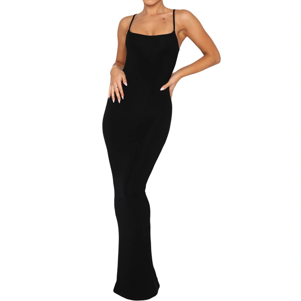 Women's Bodycon Long Dress, Backless Spaghetti Strap Pencil Dress