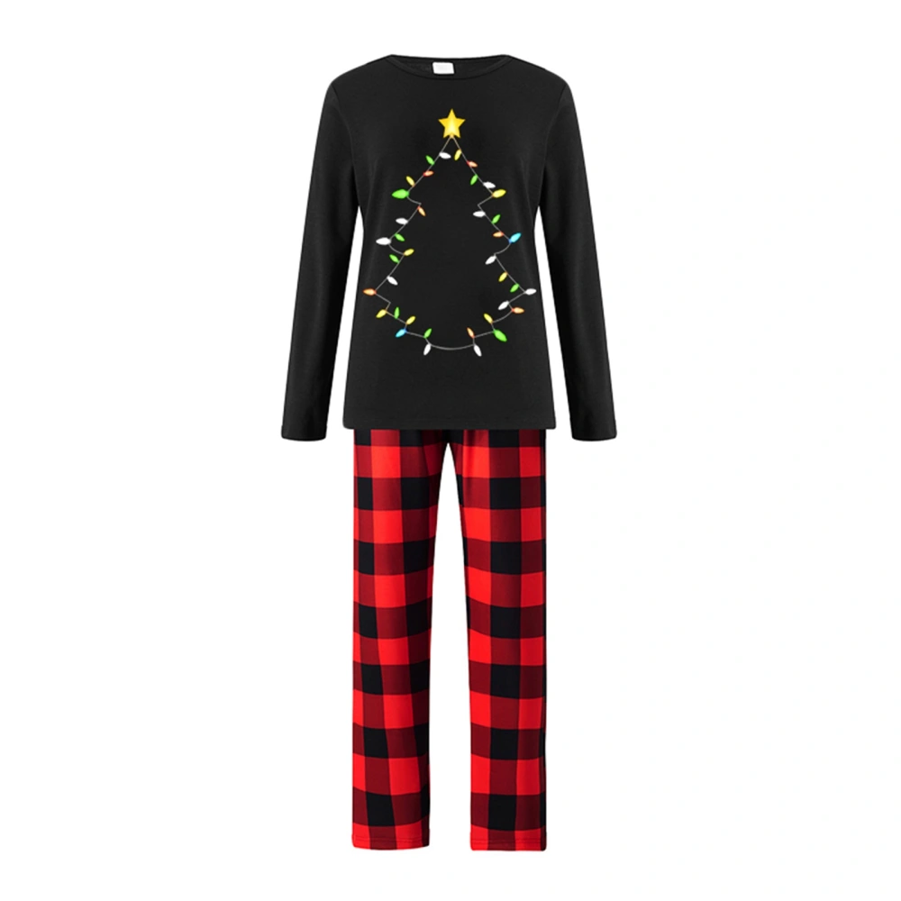 Christmas Pajamas for Family, Tree Print Raglan Tops + Pants Set