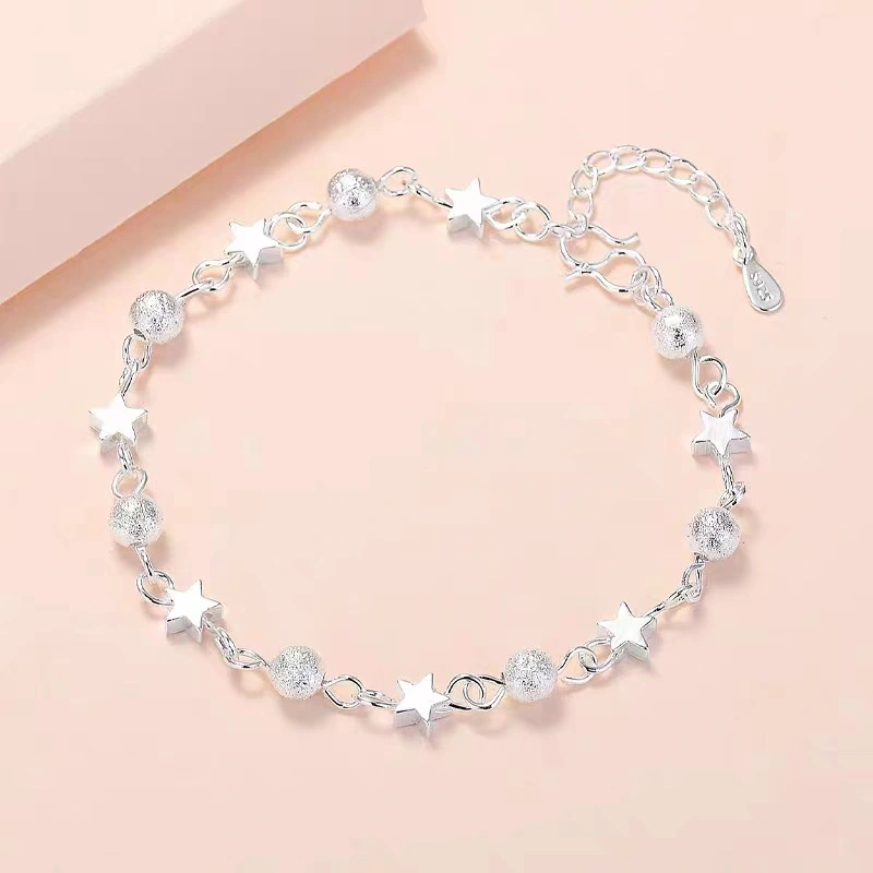 Women Fashion Star Bracelet Silver Beads Hand Chain Bangle Anklet Foot Chain Ankle Bracelet Charm Jewelry Gifts