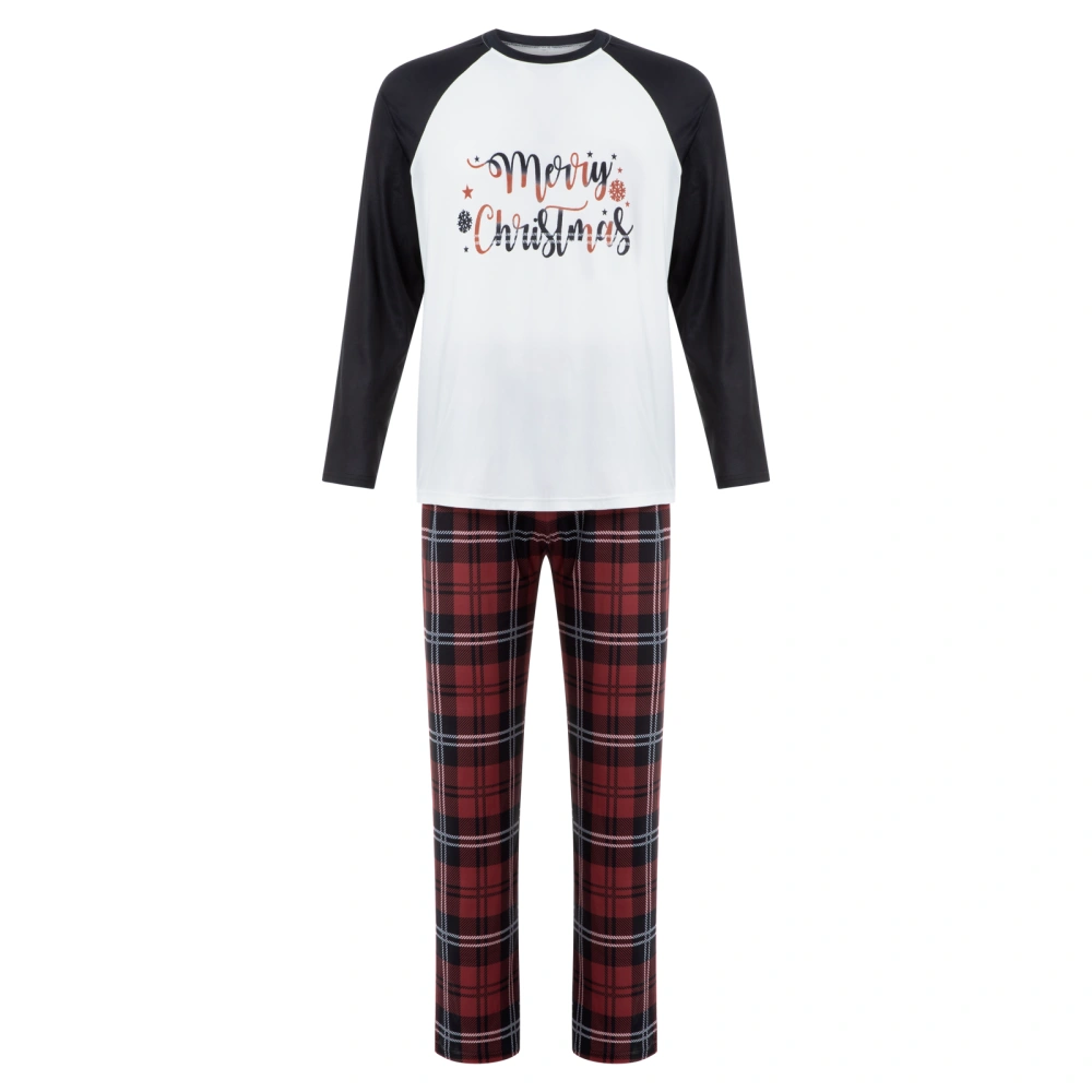 Christmas Family Matching Pajamas Set, Letters Print Tops with Pants