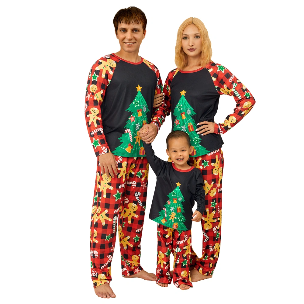 Christmas Pajamas for Family, Tree Print Raglan Tops + Pants Set