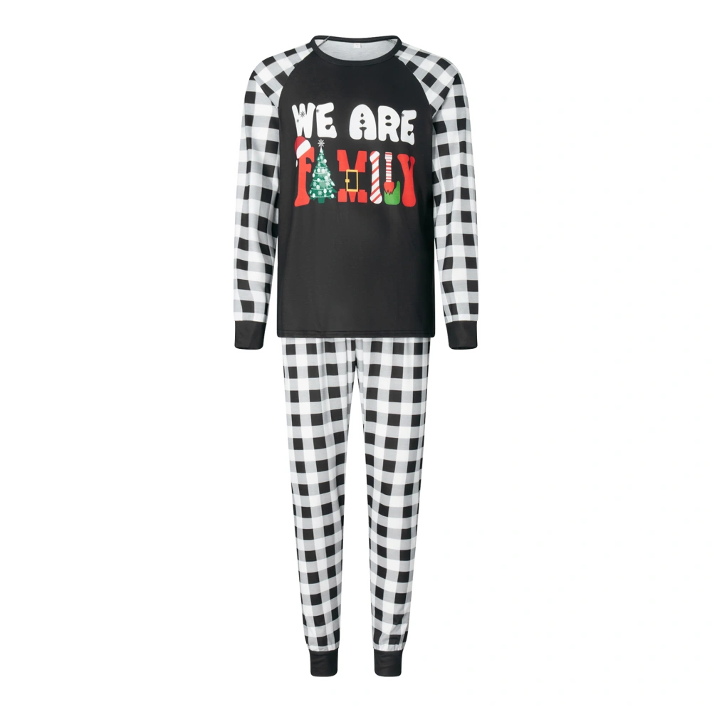 Christmas Family Pajamas Letter Print Long Sleeve Tops and Plaid Pants