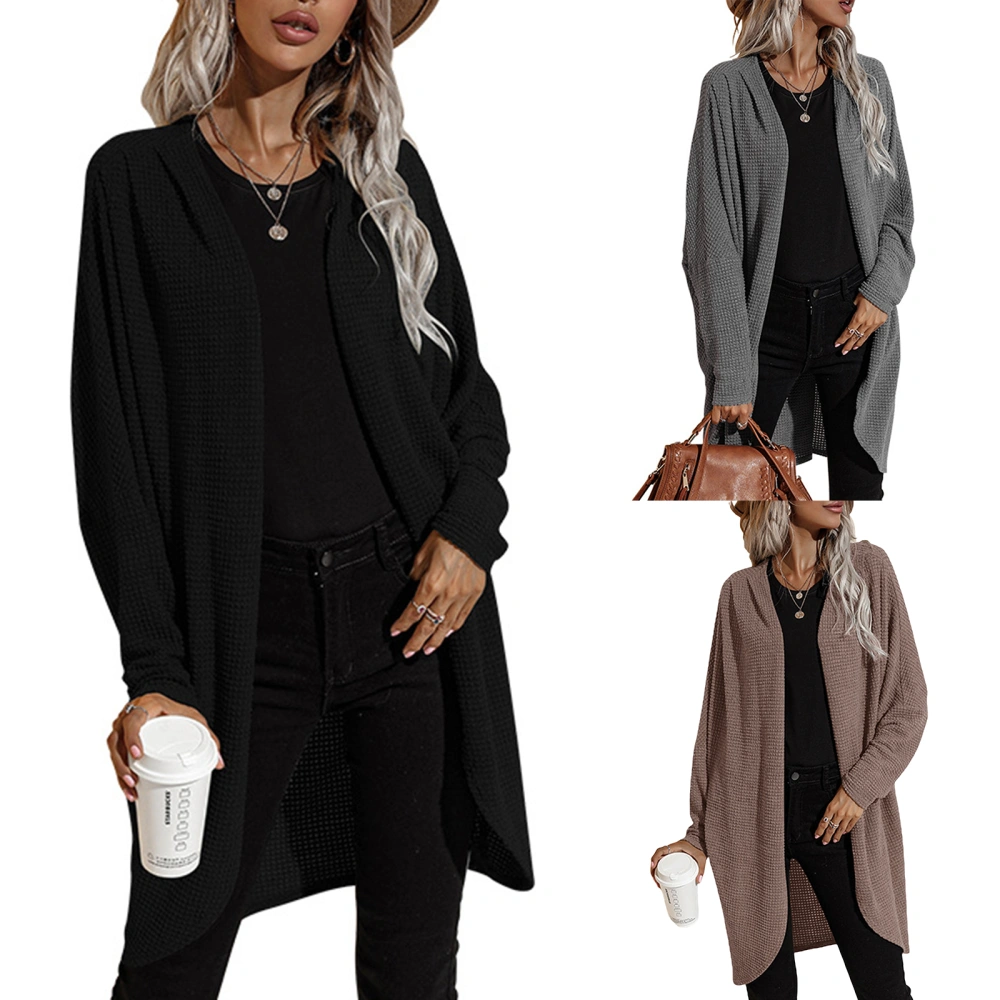 Women’s Solid Color Long Sleeve Mid-length Irregular Knitted Coat