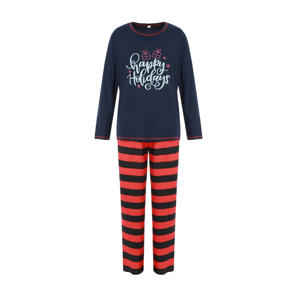 Striped Parent-child Outfit, Printing Long Sleeve Sleepwear/Jumpsuit