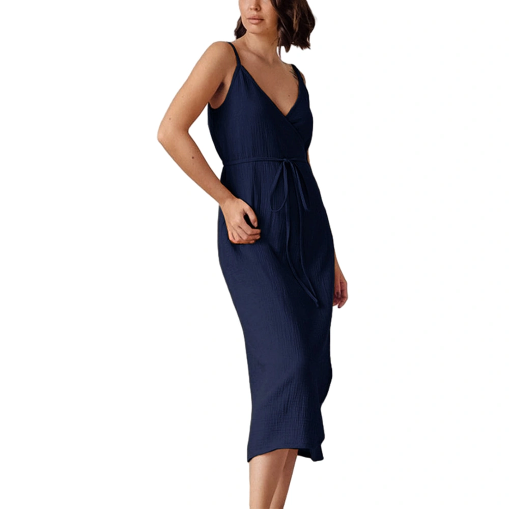 Women Nightdress, Sleeveless V-neck Backless Tie-up Slip Dress