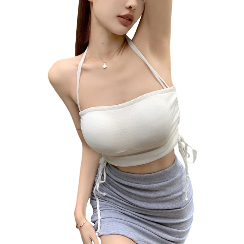 Women Halter Top, Tie-up Sleeveless Tops Backless Drawstring Vest