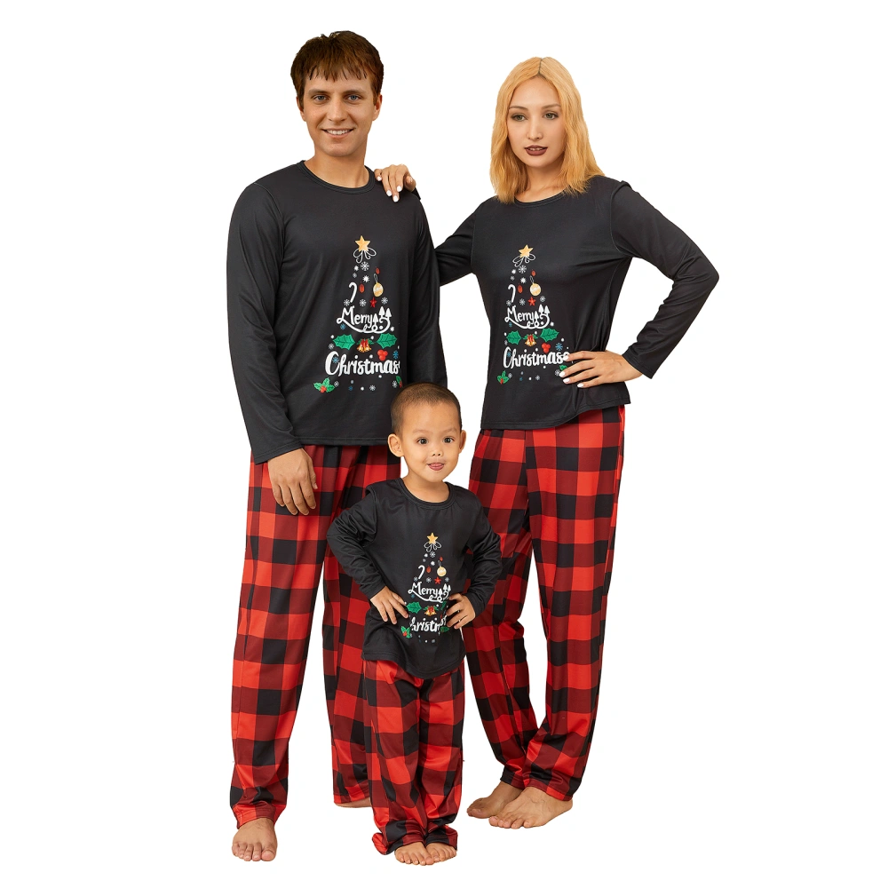 Family Matching Pajamas, Long-Sleeved Tops + Plaid Trousers/Romper