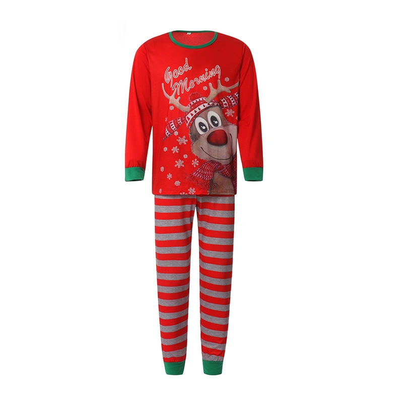 Family Matching Christmas Pajamas, Cartoon Tops with Stripe Pants Suit