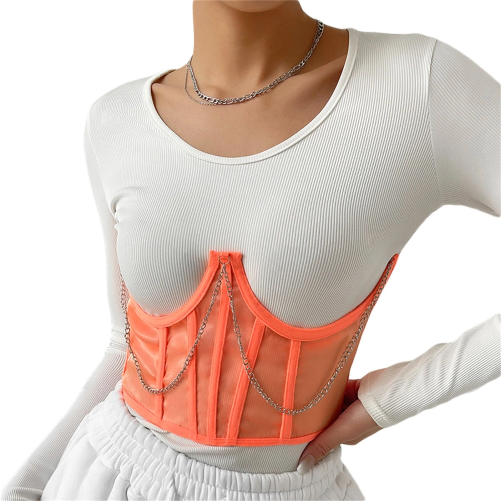 Women Corset, See-through Breast Shaping Lacing Chained Slim Fit Tops