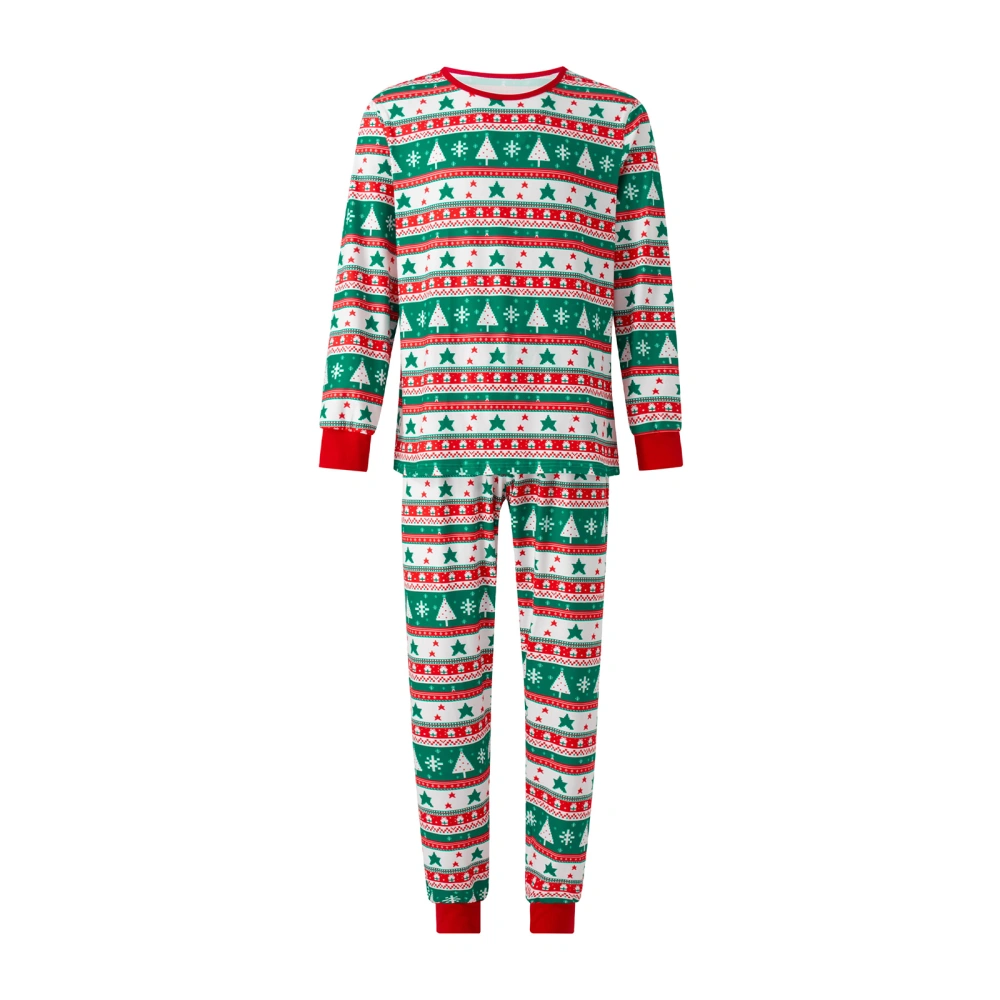 Family Matching Christmas Pajamas, Print Long-Sleeved Tops + Trousers