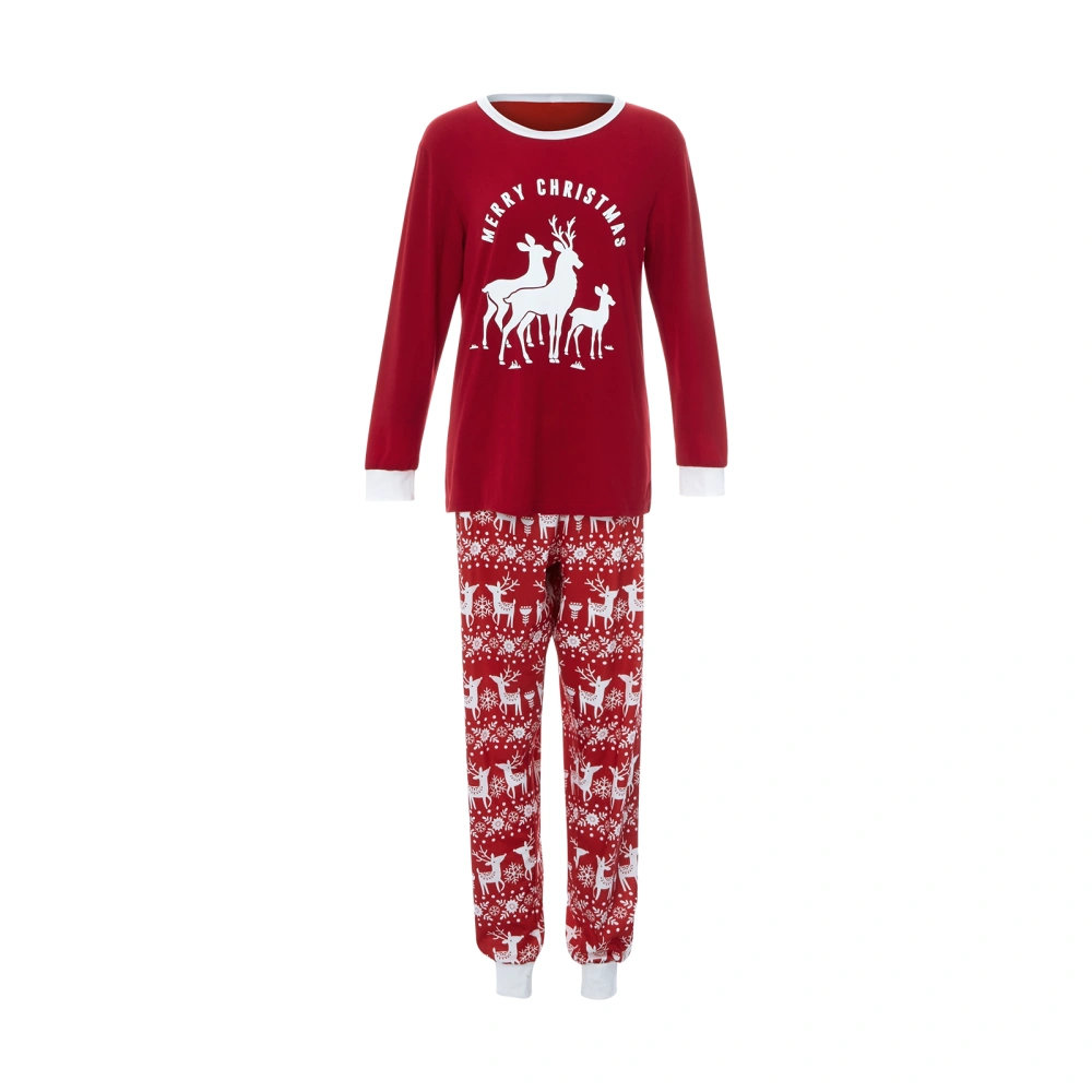 Christmas Family Pajamas Set, Deer Print T-shirt+Trousers/Romper