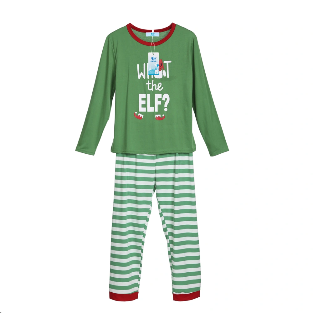 Christmas Family Pajamas Set, Letter Print Tops+Striped Trousers