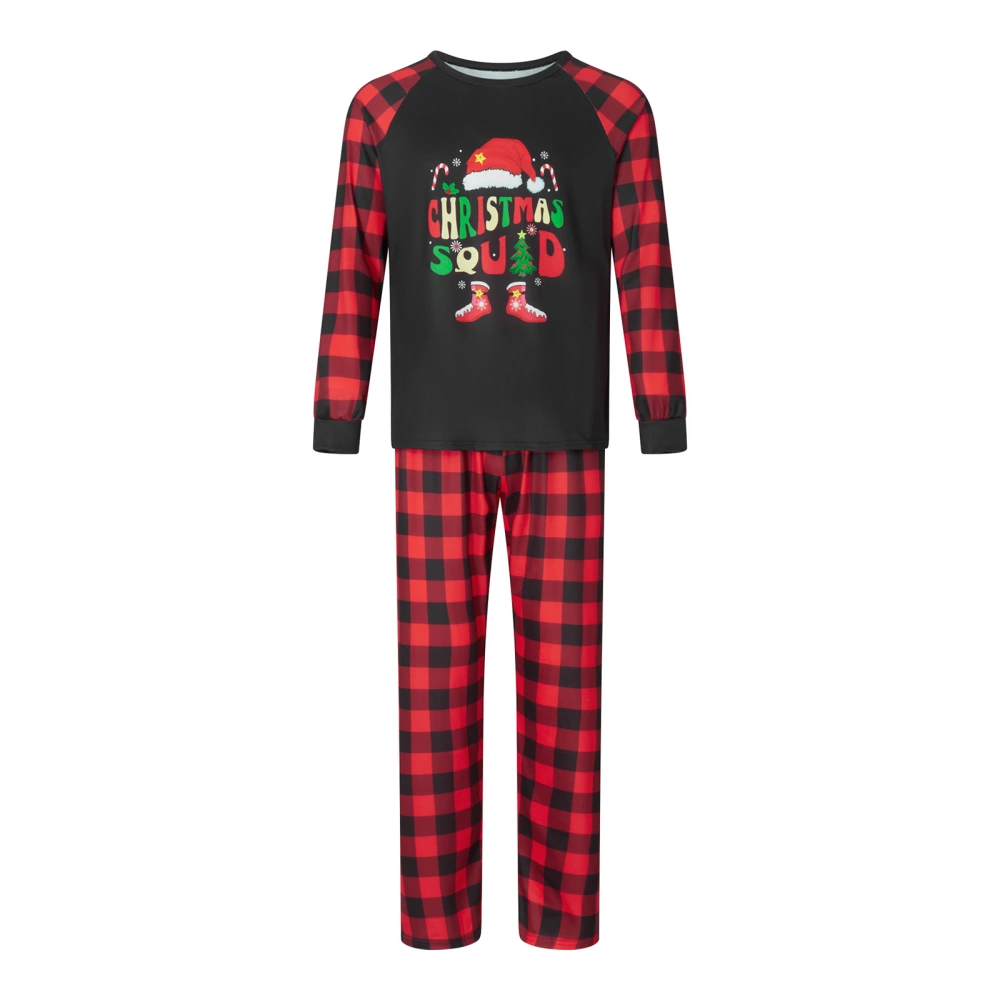 Christmas Pajamas for Family Boots Print Tops + Buffalo Plaid Pants