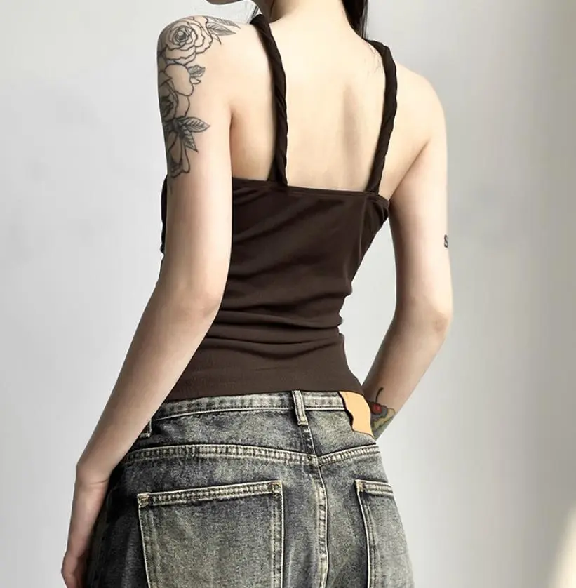 Women's Solid Color Cami Tops, Spaghetti Strap Ruched Camisole