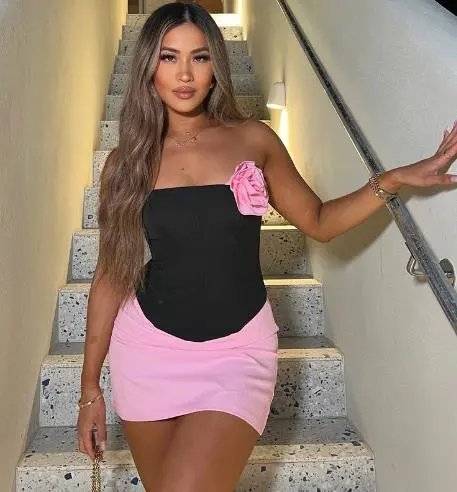Women Skirt Set, Strapless Backless Flower Tube Top with Bodycon Skirt