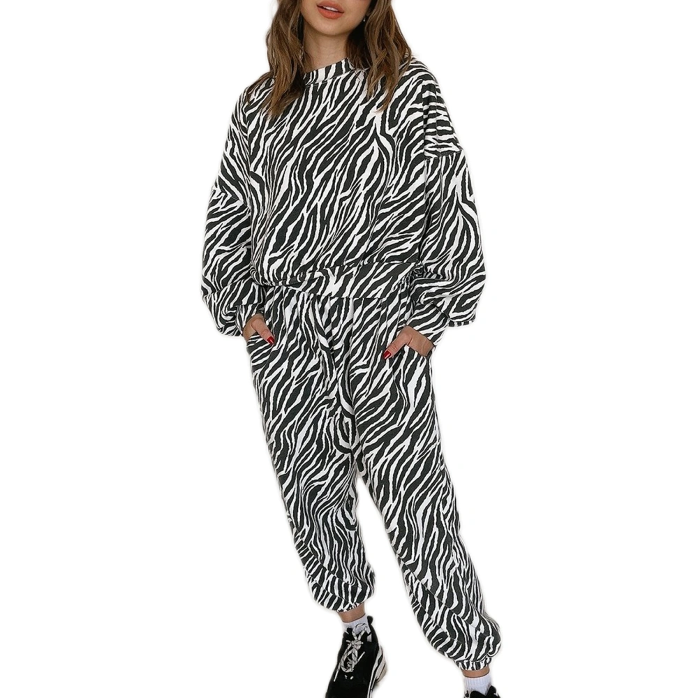 Parent-child Clothes Set, Zebra Stripe Printing Pullover and Pants