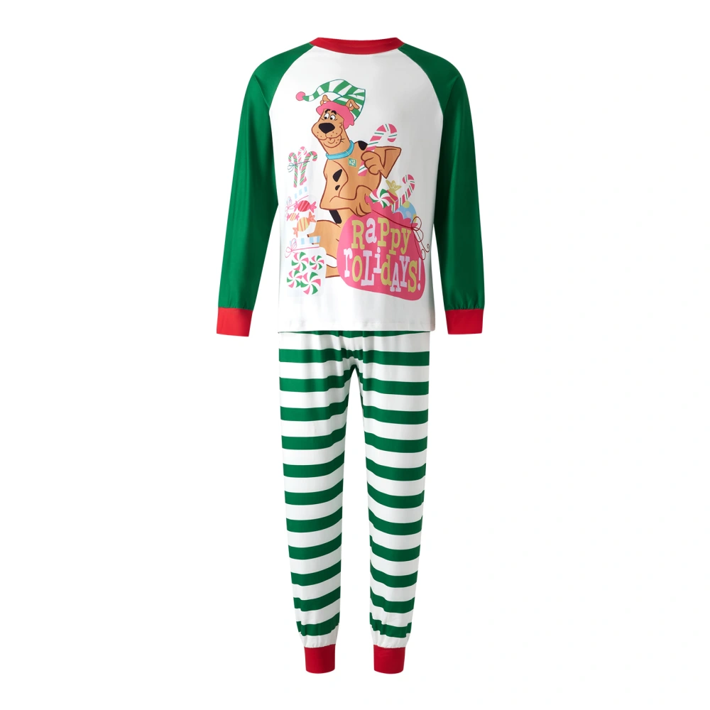 Family Christmas Pajamas Set, Dog Print Tops with Striped Pants