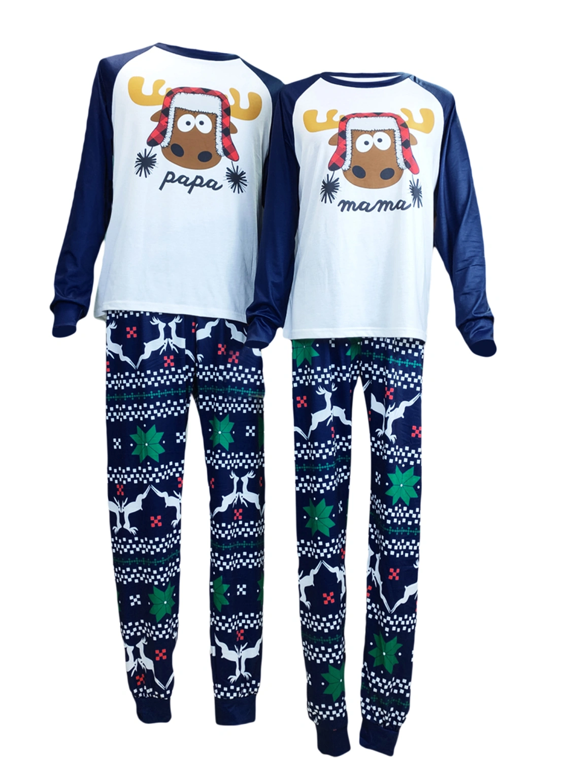 Parent-Child Christmas Nightclothes Tops+ Trousers/ Baby Romper 
