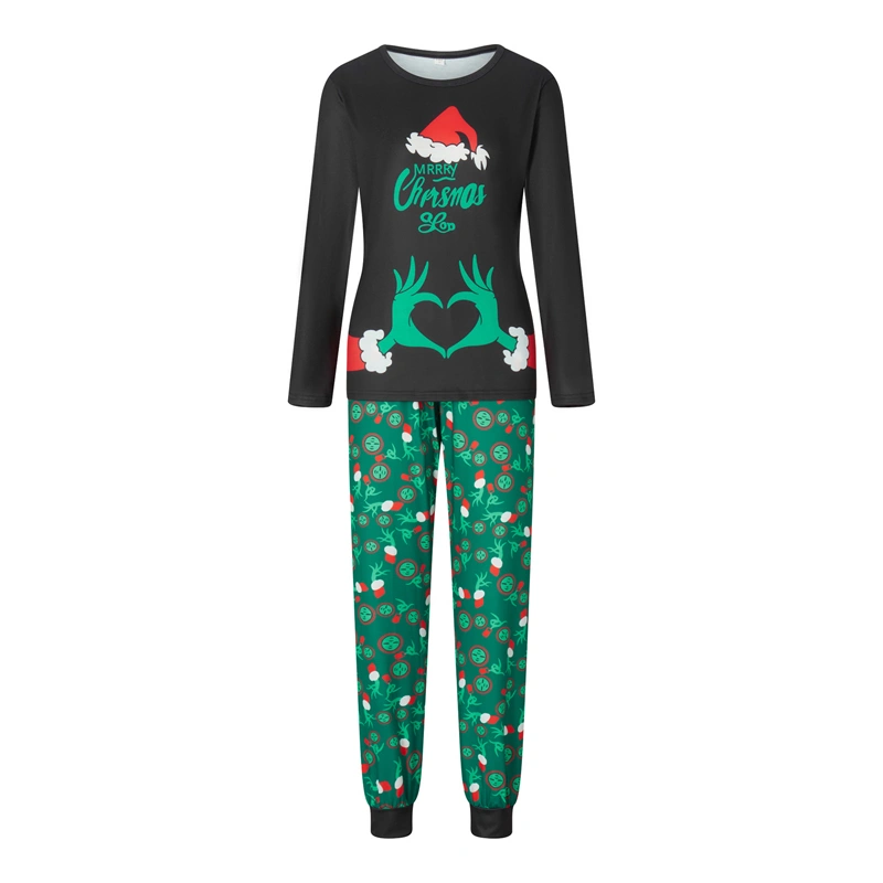 Christmas Family Pajamas Matching Set Cartoon Elf Print Tops and Pants