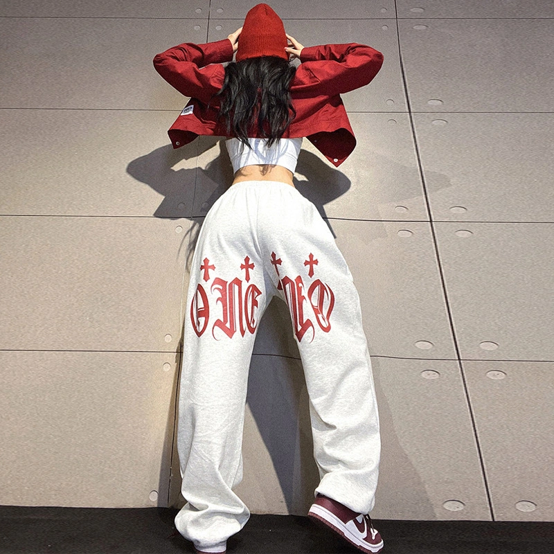 Women's Dance Pants Cross Print Drawstring Athletic Jogger Trousers